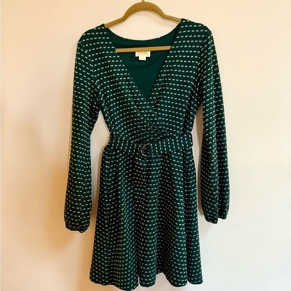 Green & White Maeve Faux Wrap Dress
